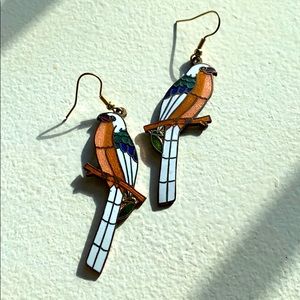 Exotic bird earrings